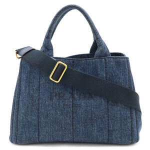 Prada Canapa Shoulder Bag Tote denim Blue